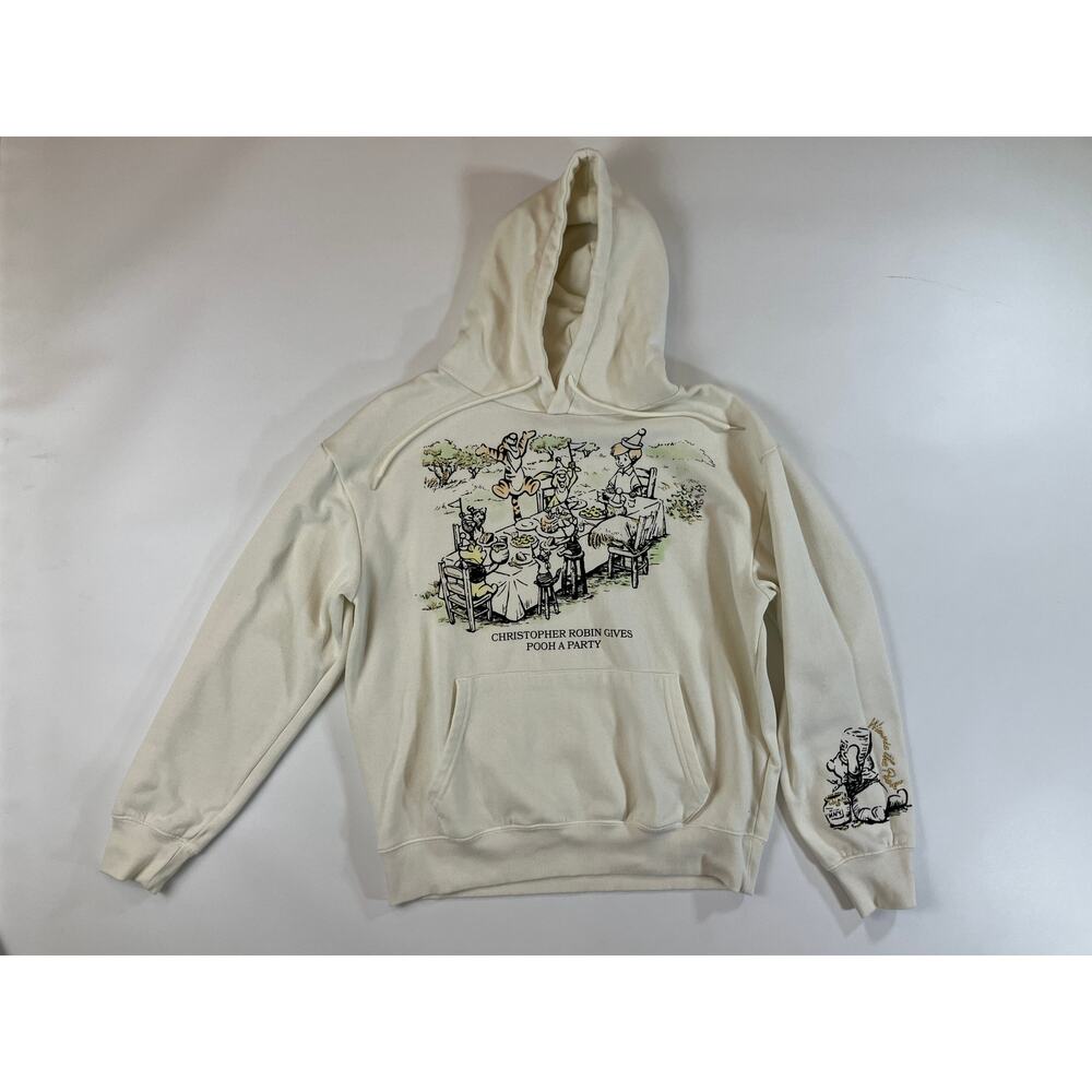 Disney Winnie the Pooh Women M Ivory Hoodie Christopher Robin Pooh Party Graphic